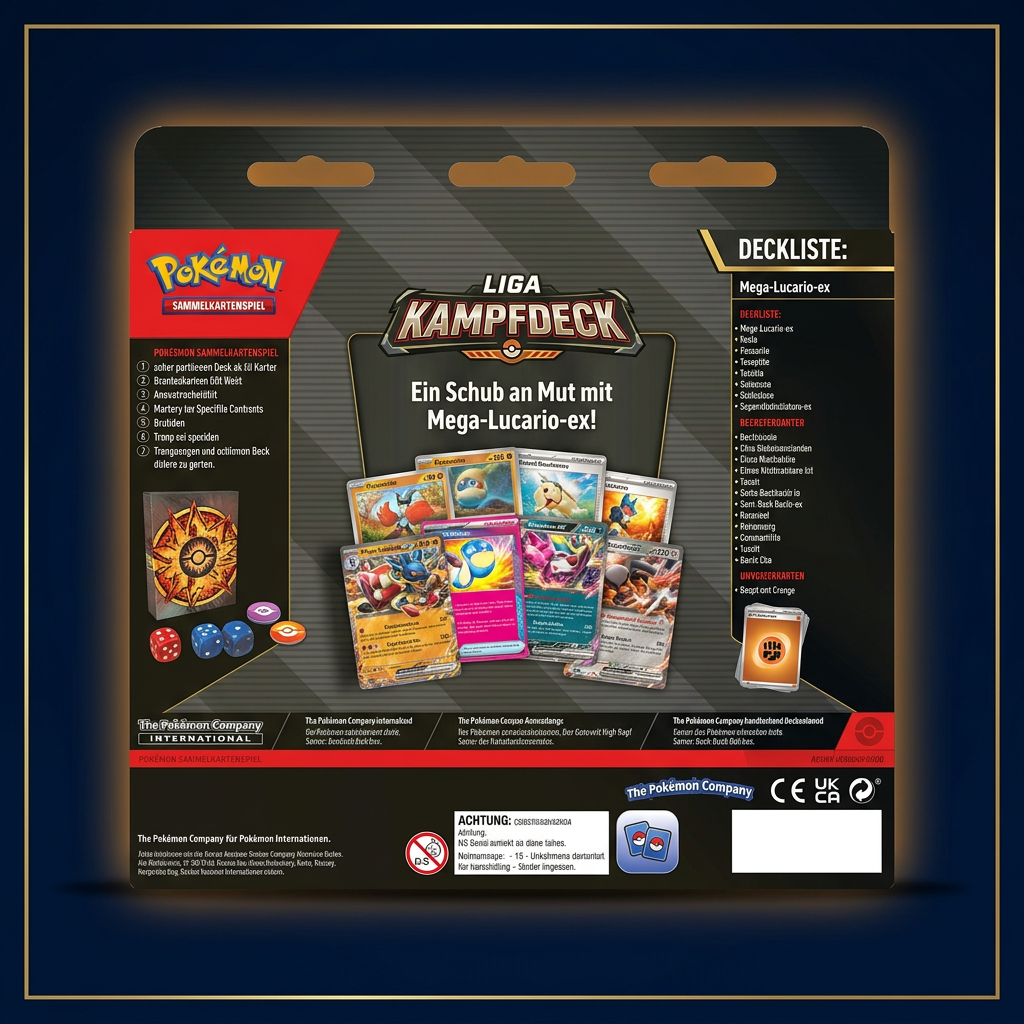 Mega-Lucario-ex Liga-Kampfdeck Deutsch, Rückseite im Cardini-Stil