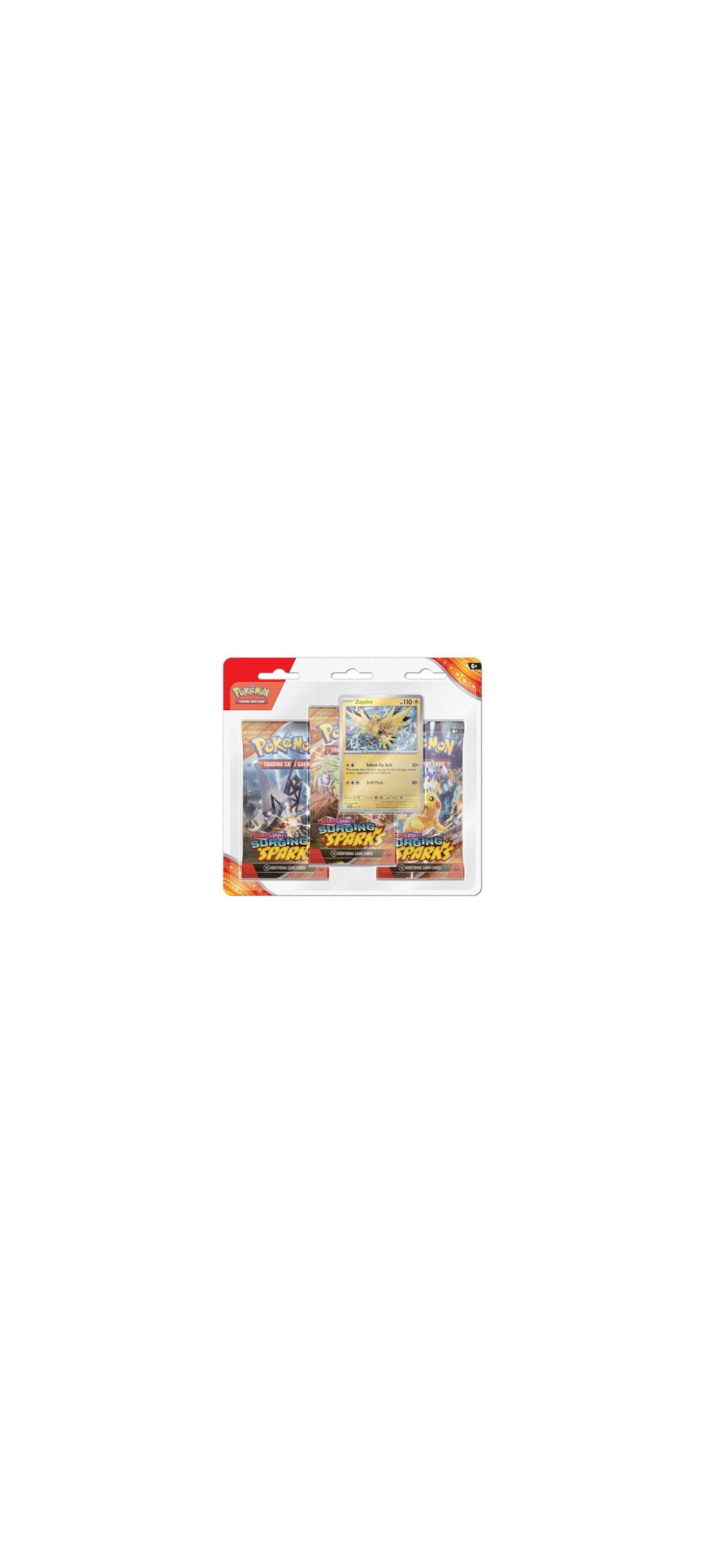 Pokemon TCG - Scarlet & Violet - Surging Sparks - Three Pack Blister - Zapdos - Englisch 2024 - 1