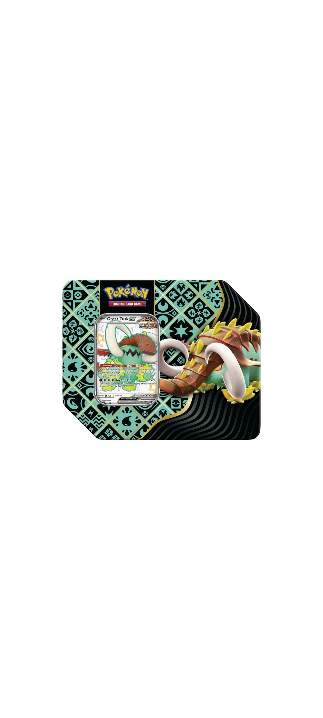 Pokemon TCG - Scarlet & Violet - Paldean Fates 5 Booster Tin - Great Tusk ex 2024 - 1