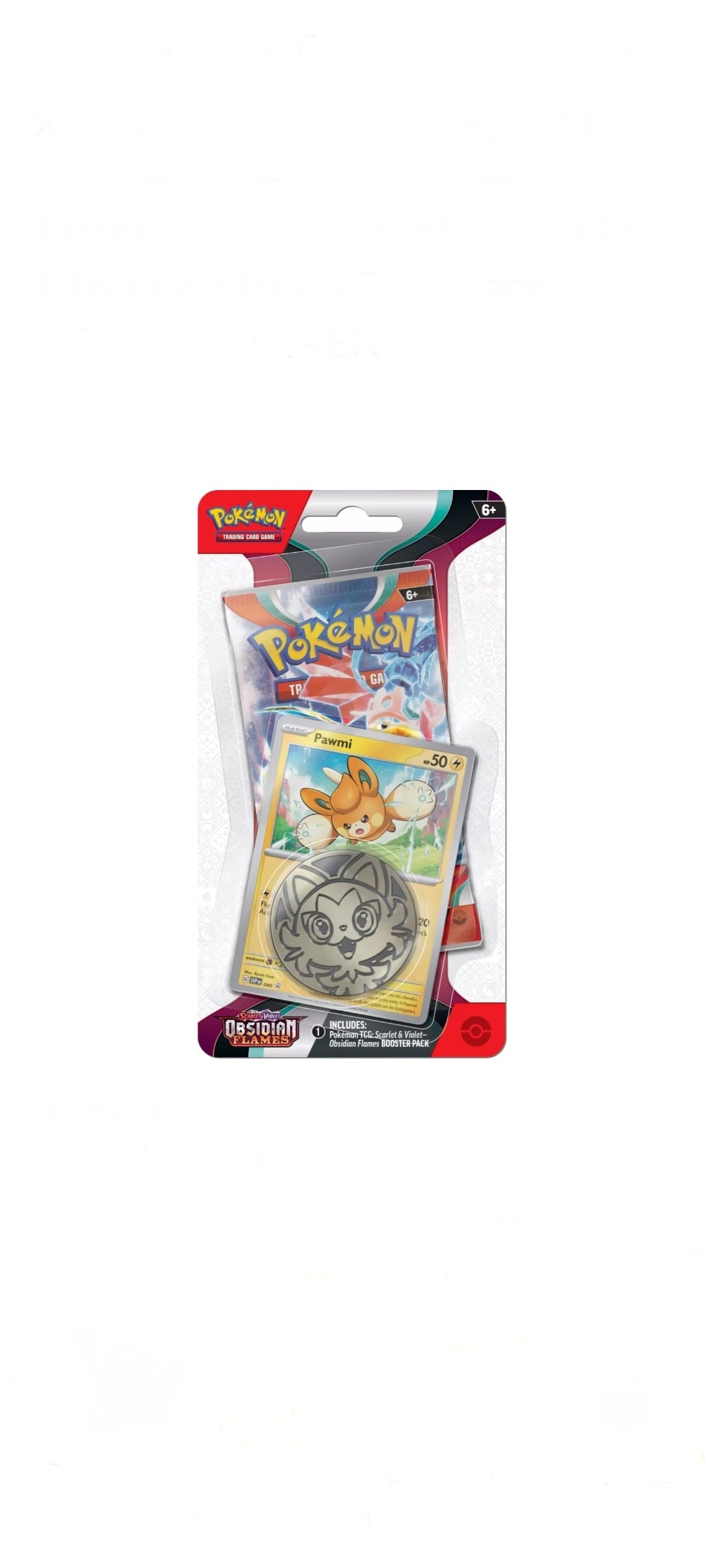 Pokémon TCG - Obsidian Flames - Checklane Blister - Pawmi 2023