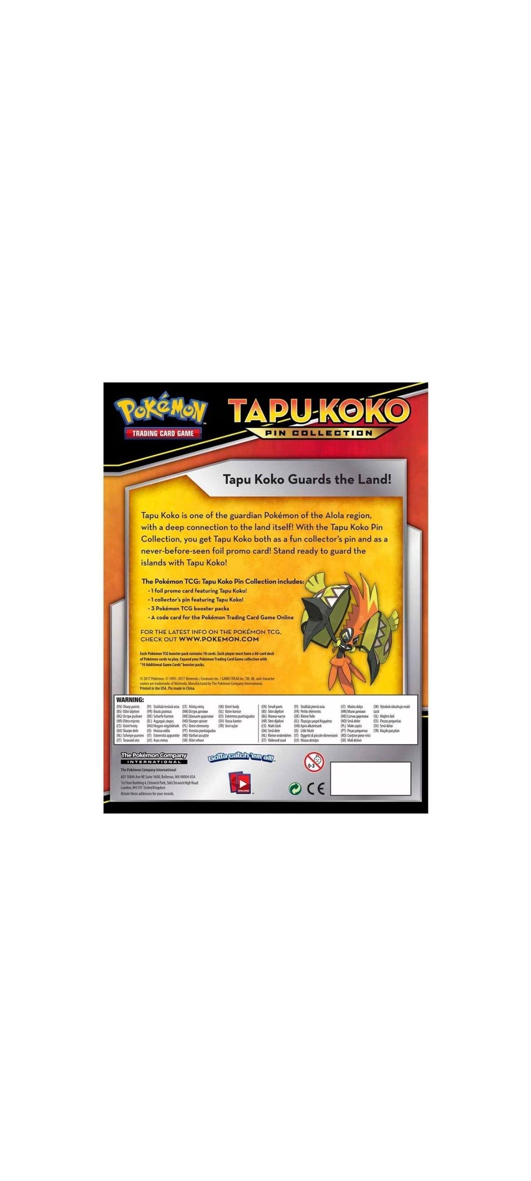 Pokémon TCG - Sun & Moon - Tapu Koko - Pin Collection 2017 - 4
