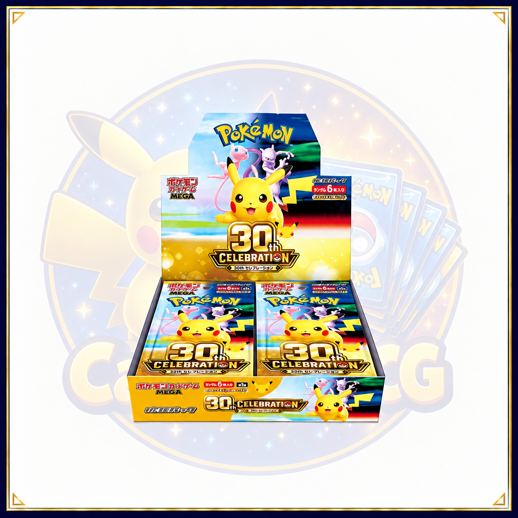 Booster-Display mit Cardini-Logo und dunkelblau-goldenem Rahmen