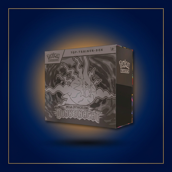 Dunkelnacht Top-Trainer-Box Deutsch – bearbeitete Navy-Gold-Perspektivansicht rechts