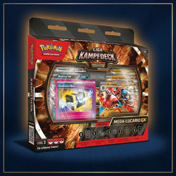Mega-Lucario-ex Liga-Kampfdeck Deutsch, linke Ansicht im Cardini-Stil