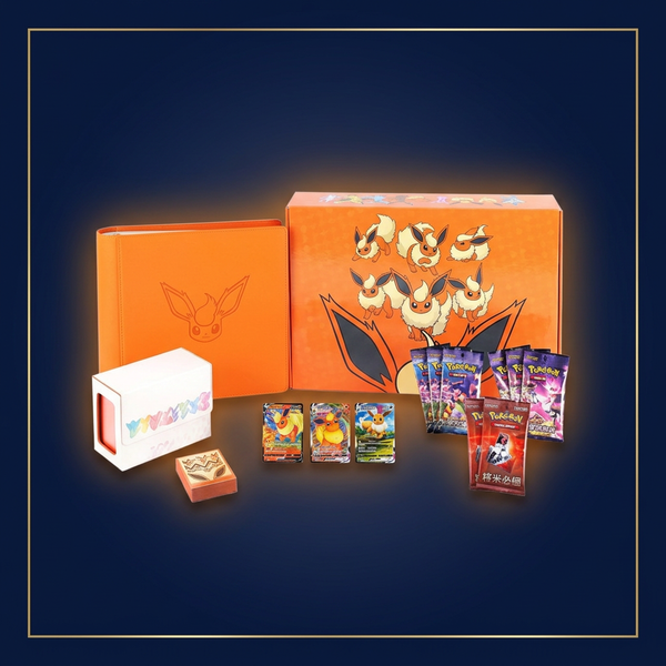 Flareon Gift Collection Box – bearbeitete Navy-Gold-Gesamtansicht